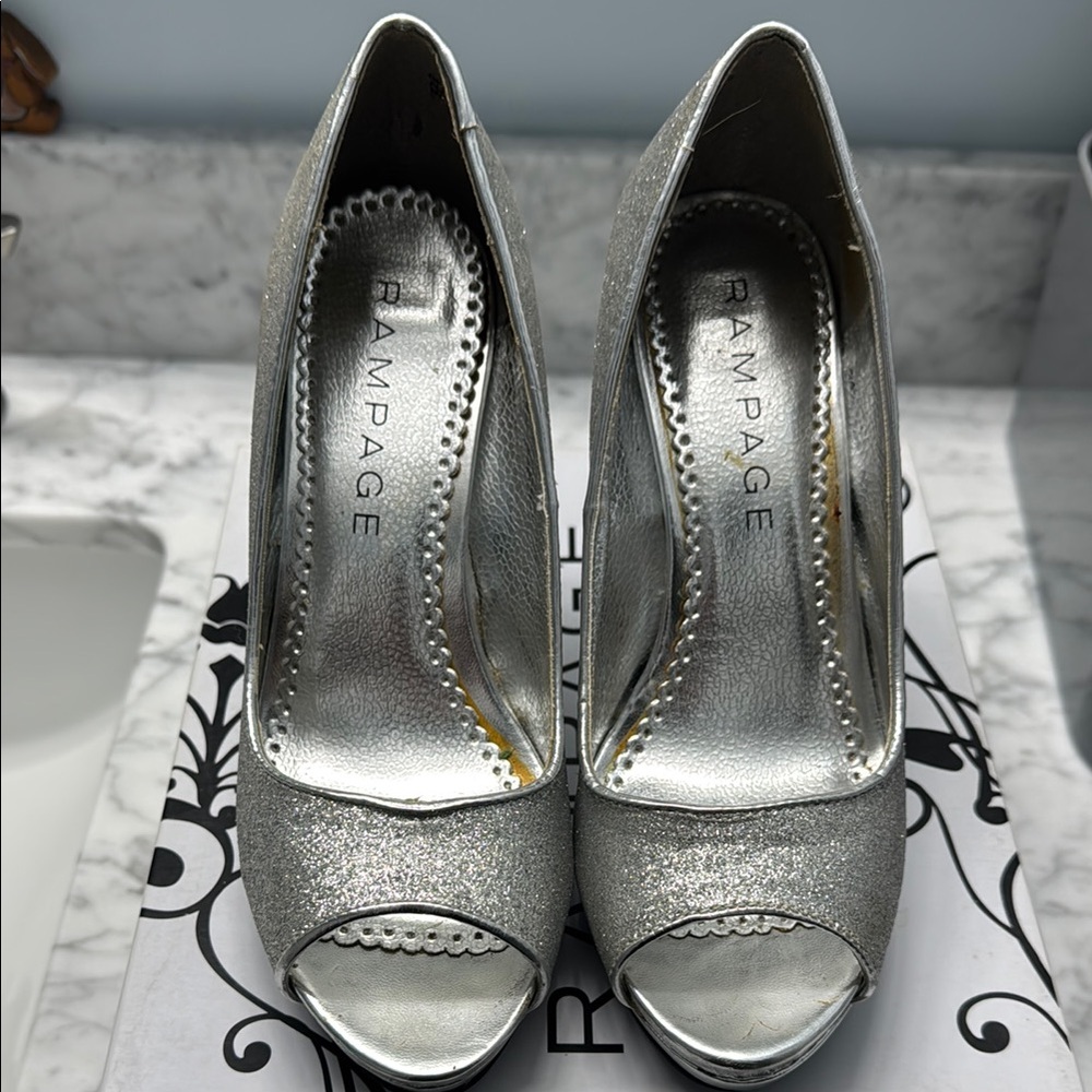 Rampage Women's Silver Peep Toe Heels
